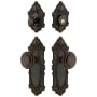 Grandeur Grande Victorian Solid Brass Single Cylinder Keyed Entry Knobset and Deadbolt Combo Pack with Circulaire Knob and 2-3/4" Backset Timeless Bronze