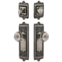 Grandeur Windsor Solid Brass Single Cylinder Keyed Entry Knobset and Deadbolt Combo Pack with Bouton Knob and 2-3/4" Backset Antique Pewter
