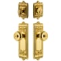 Grandeur Windsor Solid Brass Single Cylinder Keyed Entry Knobset and Deadbolt Combo Pack with Bouton Knob and 2-3/4" Backset Lifetime Brass