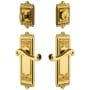 Grandeur Windsor Solid Brass Right Handed Single Cylinder Keyed Entry Leverset and Deadbolt Combo Pack with Newport Lever and 2-3/8" Backset Lifetime Brass
