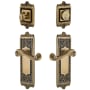Grandeur Windsor Solid Brass Right Handed Single Cylinder Keyed Entry Leverset and Deadbolt Combo Pack with Newport Lever and 2-3/8" Backset Vintage Brass