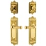 Grandeur Windsor Solid Brass Right Handed Single Cylinder Keyed Entry Leverset and Deadbolt Combo Pack with Georgetown Lever and 2-3/8" Backset Lifetime Brass