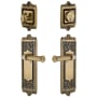 Grandeur Windsor Solid Brass Right Handed Single Cylinder Keyed Entry Leverset and Deadbolt Combo Pack with Georgetown Lever and 2-3/8" Backset Vintage Brass