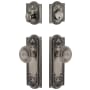 Grandeur Parthenon Solid Brass Single Cylinder Keyed Entry Knobset and Deadbolt Combo Pack with Circulaire Knob and 2-3/8" Backset Antique Pewter