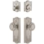 Grandeur Parthenon Solid Brass Single Cylinder Keyed Entry Knobset and Deadbolt Combo Pack with Circulaire Knob and 2-3/8" Backset Satin Nickel