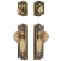 Grandeur Parthenon Solid Brass Single Cylinder Keyed Entry Knobset and Deadbolt Combo Pack with Circulaire Knob and 2-3/8" Backset Vintage Brass