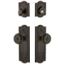 Grandeur Parthenon Solid Brass Single Cylinder Keyed Entry Knobset and Deadbolt Combo Pack with Bouton Knob and 2-3/8" Backset Timeless Bronze