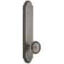 Grandeur Arc Solid Brass Tall Plate Rose Passage Door Knob Set with Soleil Knob and 2-3/8" Backset Antique Pewter
