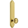 Grandeur Arc Solid Brass Tall Plate Rose Passage Door Knob Set with Soleil Knob and 2-3/8" Backset Polished Brass