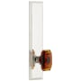 Grandeur Carre Solid Brass Tall Plate Rose Passage Door Knob Set with Baguette Amber Crystal Knob and 2-3/4" Backset Polished Nickel