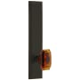 Grandeur Carre Solid Brass Tall Plate Rose Passage Door Knob Set with Baguette Amber Crystal Knob and 2-3/4" Backset Timeless Bronze