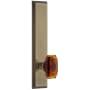 Grandeur Carre Solid Brass Tall Plate Rose Passage Door Knob Set with Baguette Amber Crystal Knob and 2-3/4" Backset Vintage Brass