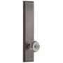 Grandeur Carre Solid Brass Tall Plate Rose Passage Door Knob Set with Bouton Knob and 2-3/8" Backset Antique Pewter