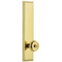 Grandeur Carre Solid Brass Tall Plate Rose Passage Door Knob Set with Bouton Knob and 2-3/8" Backset Polished Brass