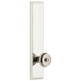 Grandeur Carre Solid Brass Tall Plate Rose Passage Door Knob Set with Bouton Knob and 2-3/8" Backset Polished Nickel