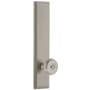 Grandeur Carre Solid Brass Tall Plate Rose Passage Door Knob Set with Bouton Knob and 2-3/8" Backset Satin Nickel