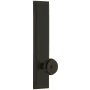 Grandeur Carre Solid Brass Tall Plate Rose Passage Door Knob Set with Bouton Knob and 2-3/8" Backset Timeless Bronze