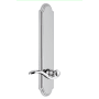 Grandeur Arc Solid Brass Tall Plate Rose Left Handed Passage Door Lever Set with Bellagio Lever and 2-3/4" Backset Bright Chrome