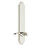 Grandeur Arc Solid Brass Tall Plate Rose Left Handed Passage Door Lever Set with Bellagio Lever and 2-3/4" Backset Polished Nickel