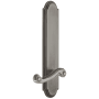 Grandeur Arc Solid Brass Tall Plate Rose Left Handed Passage Door Lever Set with Newport Lever and 2-3/4" Backset Antique Pewter