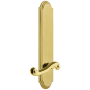 Grandeur Arc Solid Brass Tall Plate Rose Left Handed Passage Door Lever Set with Newport Lever and 2-3/4" Backset Lifetime Brass