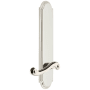 Grandeur Arc Solid Brass Tall Plate Rose Left Handed Passage Door Lever Set with Newport Lever and 2-3/4" Backset Polished Nickel