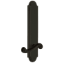 Grandeur Arc Solid Brass Tall Plate Rose Left Handed Passage Door Lever Set with Newport Lever and 2-3/4" Backset Timeless Bronze