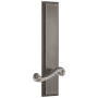 Grandeur Carre Solid Brass Tall Plate Rose Left Handed Passage Door Lever Set with Newport Lever and 2-3/4" Backset Antique Pewter