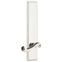 Grandeur Carre Solid Brass Tall Plate Rose Left Handed Passage Door Lever Set with Newport Lever and 2-3/4" Backset Polished Nickel