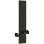 Grandeur Carre Solid Brass Tall Plate Rose Left Handed Passage Door Lever Set with Newport Lever and 2-3/4" Backset Timeless Bronze
