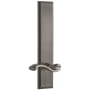 Grandeur Carre Solid Brass Rose Left Handed Tall Plate Passage Door Lever Set with Portofino Lever and 2-3/8" Backset Antique Pewter