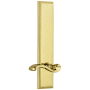 Grandeur Carre Solid Brass Rose Left Handed Tall Plate Passage Door Lever Set with Portofino Lever and 2-3/8" Backset Polished Brass