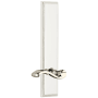 Grandeur Carre Solid Brass Rose Left Handed Tall Plate Passage Door Lever Set with Portofino Lever and 2-3/8" Backset Polished Nickel
