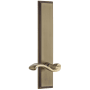 Grandeur Carre Solid Brass Rose Left Handed Tall Plate Passage Door Lever Set with Portofino Lever and 2-3/8" Backset Vintage Brass