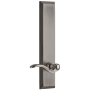 Grandeur Fifth Avenue Solid Brass Rose Left Handed Tall Plate Passage Door Lever Set with Bellagio Lever and 2-3/8" Backset Antique Pewter