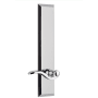 Grandeur Fifth Avenue Solid Brass Rose Left Handed Tall Plate Passage Door Lever Set with Bellagio Lever and 2-3/8" Backset Bright Chrome
