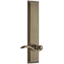 Grandeur Fifth Avenue Solid Brass Rose Left Handed Tall Plate Passage Door Lever Set with Bellagio Lever and 2-3/8" Backset Vintage Brass