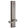 Grandeur Fifth Avenue Solid Brass Tall Plate Left Handed Passage Door Lever Set with Newport Lever and 2-3/4" Backset Antique Pewter