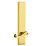 Grandeur Fifth Avenue Solid Brass Tall Plate Left Handed Passage Door Lever Set with Newport Lever and 2-3/4" Backset Polished Brass