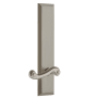 Grandeur Fifth Avenue Solid Brass Tall Plate Left Handed Passage Door Lever Set with Newport Lever and 2-3/4" Backset Satin Nickel