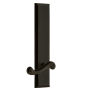 Grandeur Fifth Avenue Solid Brass Tall Plate Left Handed Passage Door Lever Set with Newport Lever and 2-3/4" Backset Timeless Bronze