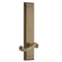 Grandeur Fifth Avenue Solid Brass Tall Plate Left Handed Passage Door Lever Set with Newport Lever and 2-3/4" Backset Vintage Brass