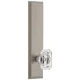 Grandeur Carre Solid Brass Tall Plate Rose Dummy Door Knob Set with Baguette Clear Crystal Knob Satin Nickel