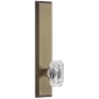 Grandeur Carre Solid Brass Tall Plate Rose Dummy Door Knob Set with Baguette Clear Crystal Knob Vintage Brass