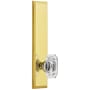 Grandeur Fifth Avenue Solid Brass Rose Tall Plate Dummy Door Knob Set with Baguette Clear Crystal Knob Lifetime Brass