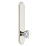 Grandeur Arc Solid Brass Tall Plate Rose Left Handed Privacy Door Knob Set with Chambord Crystal Knob and 2-3/4" Backset Polished Nickel