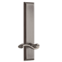 Grandeur Fifth Avenue Solid Brass Tall Plate Left Handed Privacy Door Lever Set with Portofino Lever and 2-3/8" Backset Antique Pewter