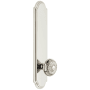 Grandeur Arc Solid Brass Tall Plate Rose Left Handed Privacy Door Knob Set with Windsor Knob and 2-3/8" Backset Polished Nickel