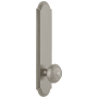 Grandeur Arc Solid Brass Tall Plate Rose Left Handed Privacy Door Knob Set with Windsor Knob and 2-3/8" Backset Satin Nickel