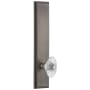 Grandeur Carre Solid Brass Tall Plate Rose Left Handed Privacy Door Knob Set with Burgundy Crystal Knob and 2-3/8" Backset Antique Pewter